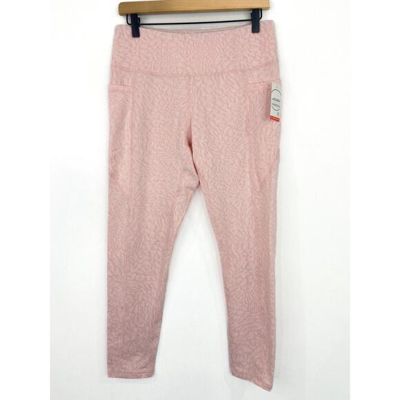 Jockey Pants - NEW Jockey Pink Cheetah Leopard Jacquard Print Pocket Leggings 7/8 length Medium